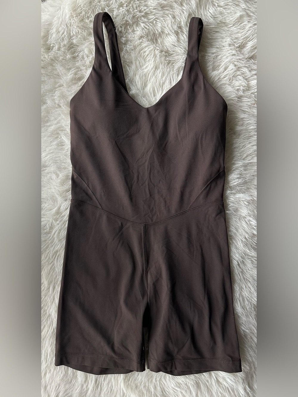 Lululemon Align V neck Sleek Women’s Short Romper Brown 8 padded bra - Picture 14 of 16